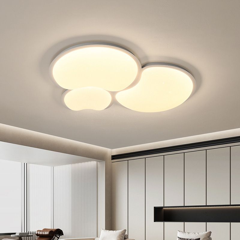 1 / 3 - Light Matte White Flush Mount Iron and Acrylic Cluster Ceiling Flush
