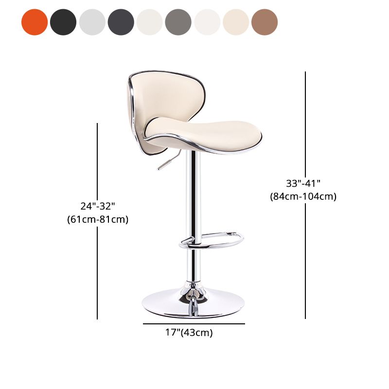 Modern Rotatable Backrest Counter Stool Steel Cashier Bar Stool with Leather Cushion