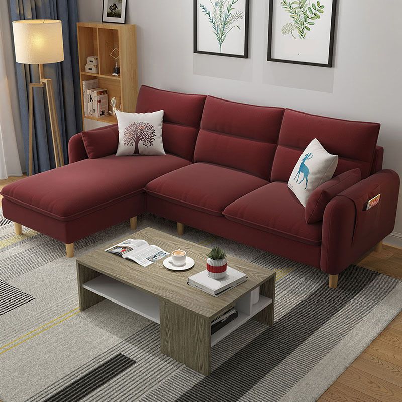 Nordic Living Room with Storage Square Arm Cushions Sofa Chaise