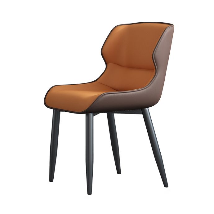Silla de comedor tapizada de metal con respaldo industrial para el hogar (juego de 2)