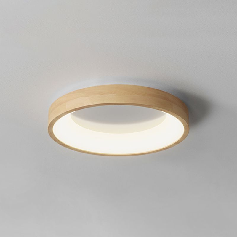Lampada da Soffitto a LED di Forma Rotonda Stile Moderno Semplice in Legno 1 Luce da Incasso per Sala da Pranzo