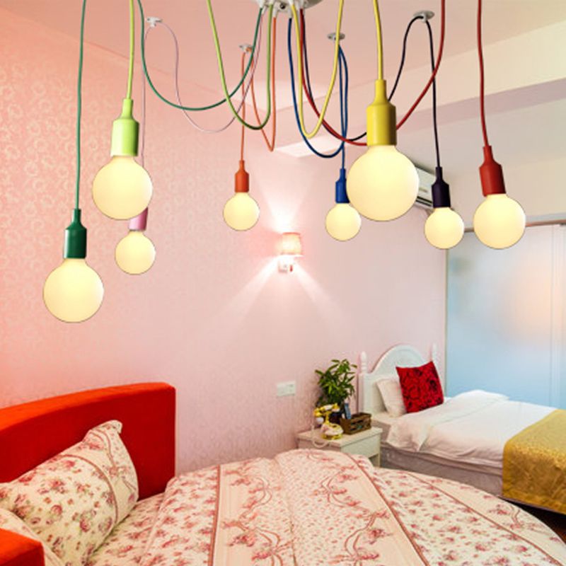 Colorful Edison Bulb Pendant Lamp Loft Style Metal 8-Head Clothing Store Hanging Light