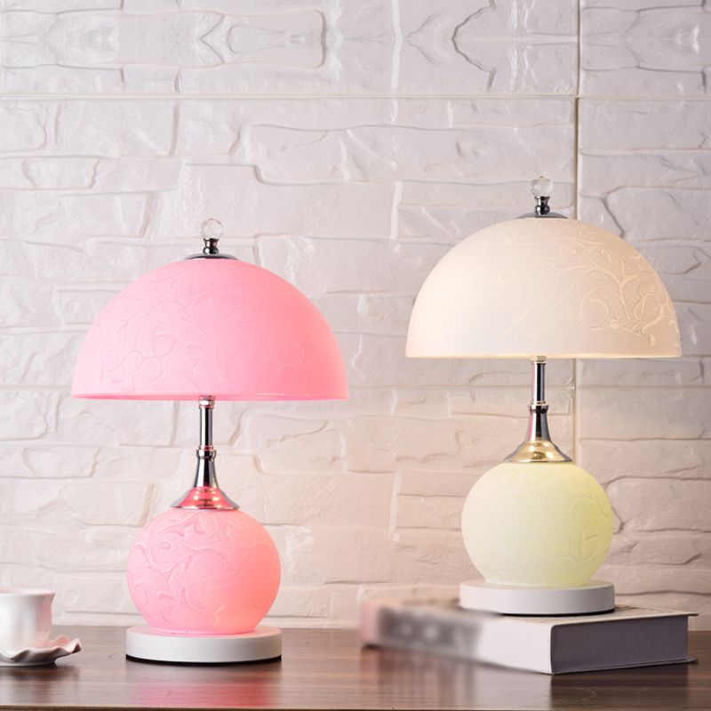 Lampada da tavolo a cupola in vetro contemporaneo a 2 luci da comodino per camera da letto