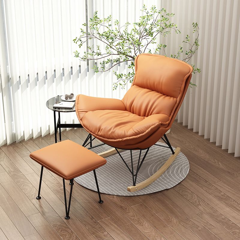 Modern Rocking Chair Ottoman Detail Indoor Rocker Chair with Removable Cushions