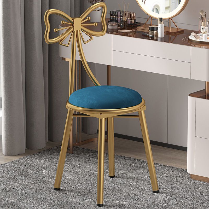 Glam Style Velvet Armless Chair Metal Dining Chair for Restaurant Use