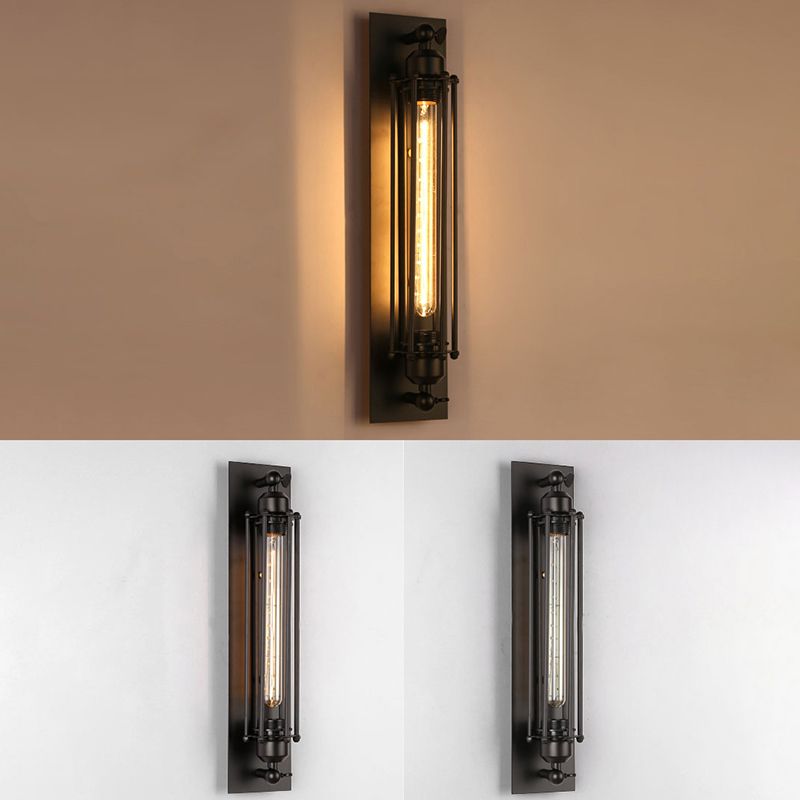 Industrial Style Iron Wall Mount Light Rectangle Shape Wall Lamp for Living Room