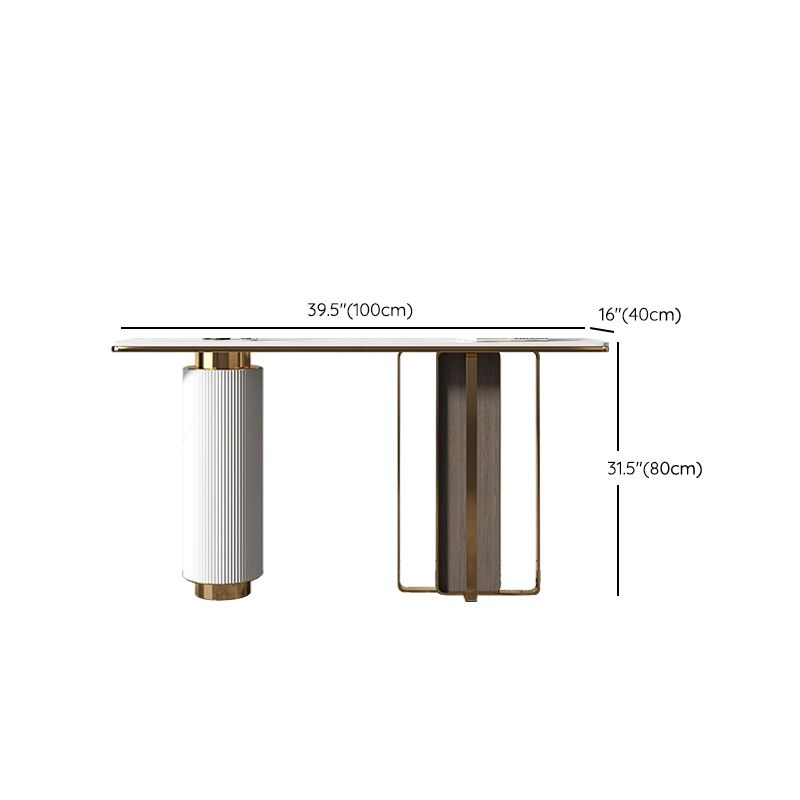 Stone Rectangle Console Table 31.5-inch Tall Glam Accent Table with Shelf