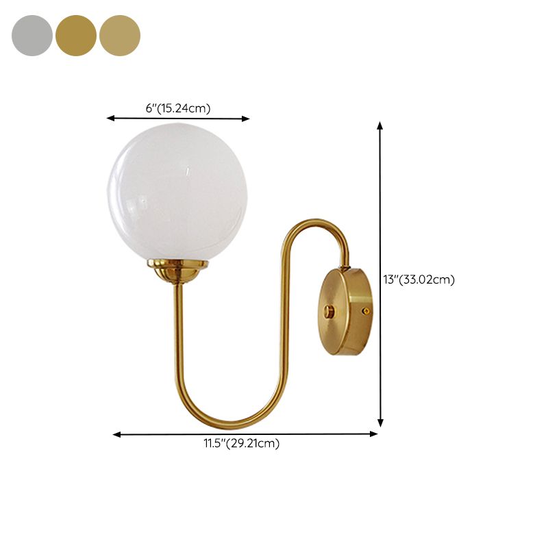 Metal Modern Wall Sconce Ball Shape Wall Light with Glass Shade
