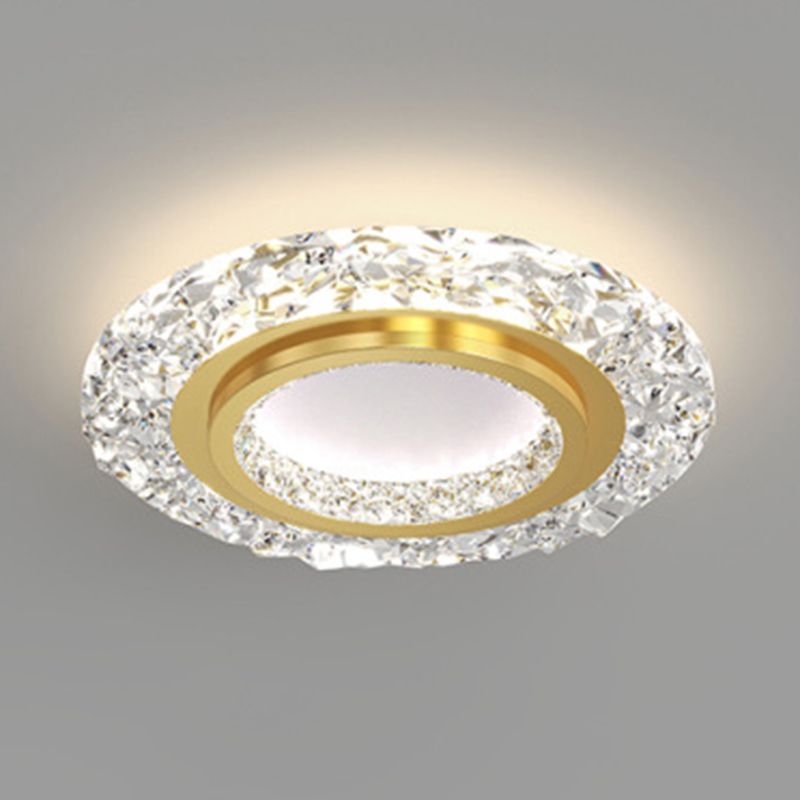 Circular Flush Mount Fixture Modern 1 Light Flush Light for Living Room