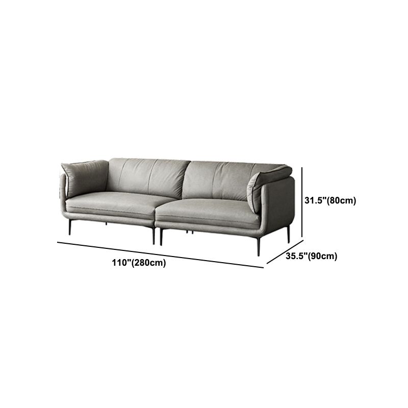 Modern Faux Leather Sofa Stain-resistant Tuxedo Arm Sofa in Gray