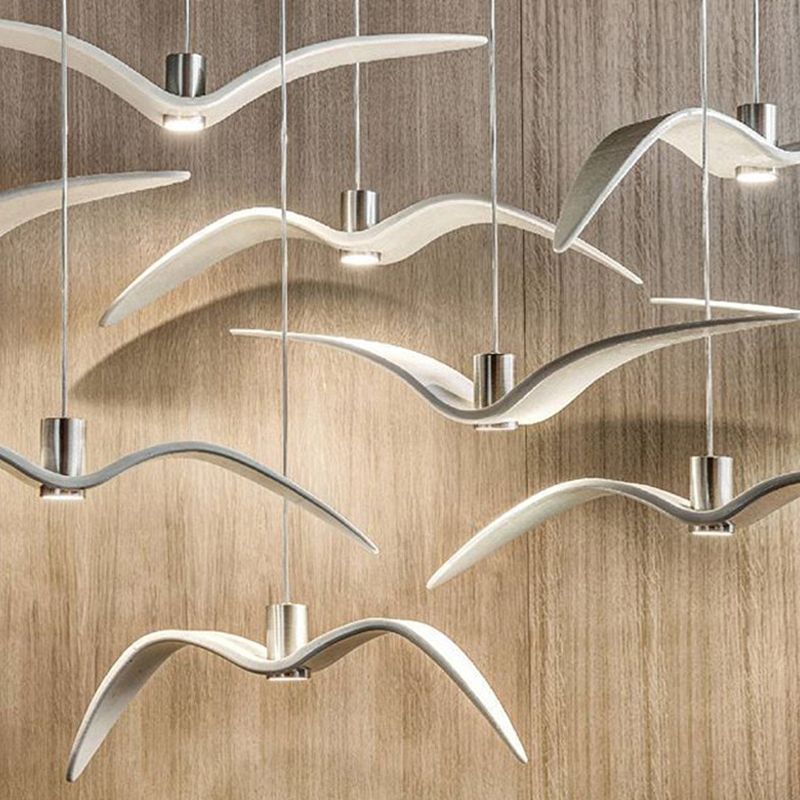 Resin Seagull Suspension Lighting Artistic Single-Bulb Pendant Ceiling Light for Restaurant