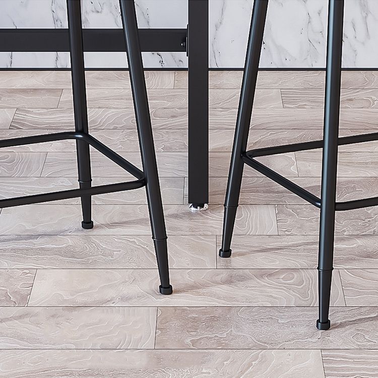 Nordic Backrest Armless Counter Stool Iron Cafe Bar Stool with Pedal and Cushion