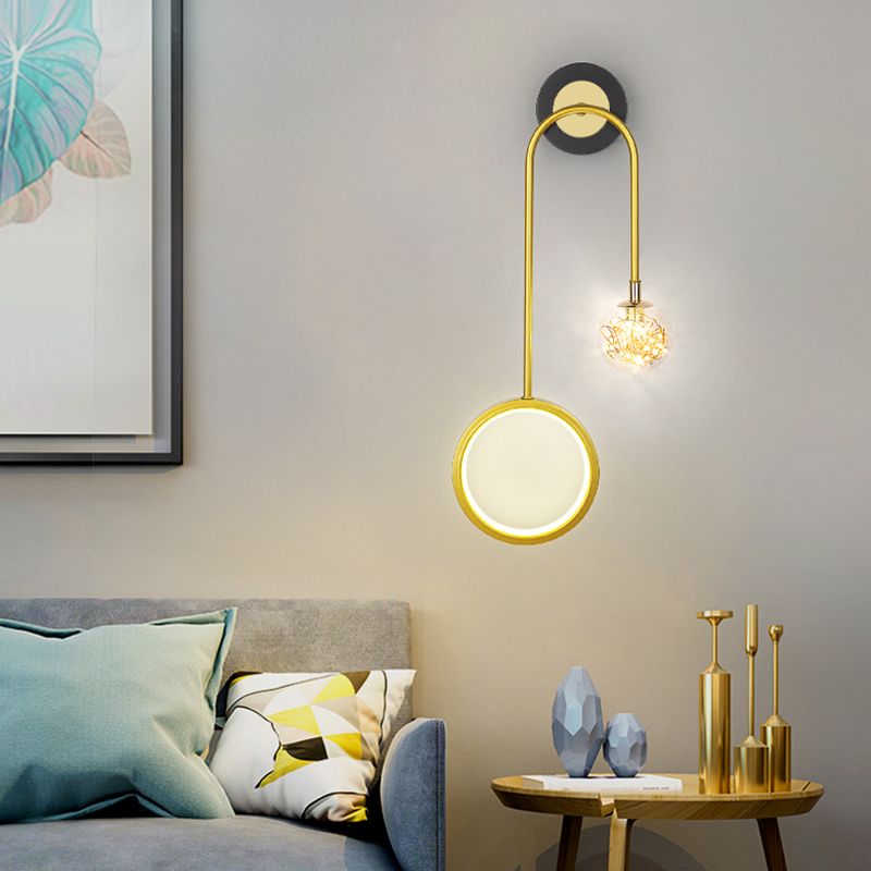 2-Light Round Wall Lighting Ideas Modern Style Metal Wall Mount Lamp