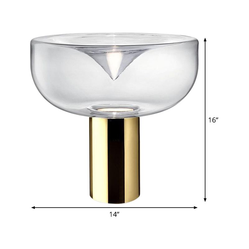 1 tête de salon de bureau lampe de lecture en or moderne Light Light avec une teinte en verre transparent en urne