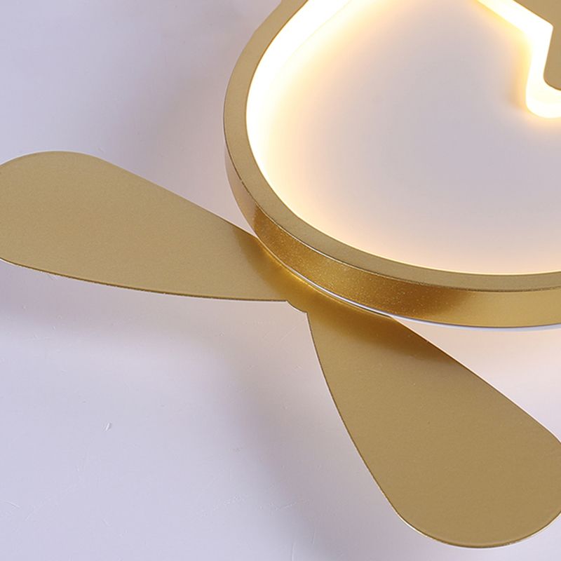 Airplane Acrylic Feather LED Semi Flush Ceiling Fixture in Modern Creative Style Wrought Iron Ceiling Light for Bedroom