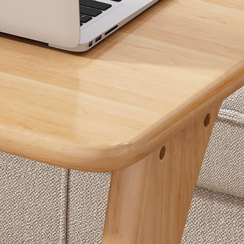Scandinavian Rectangle Solid Wood Coffee Table 24.8"H Sled Cocktail Table with Shelf