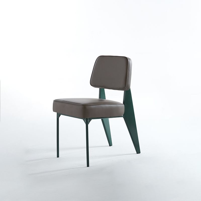 Chaise d'appoint scandinave à dossier ouvert, chaise de salle à manger rembourrée en métal