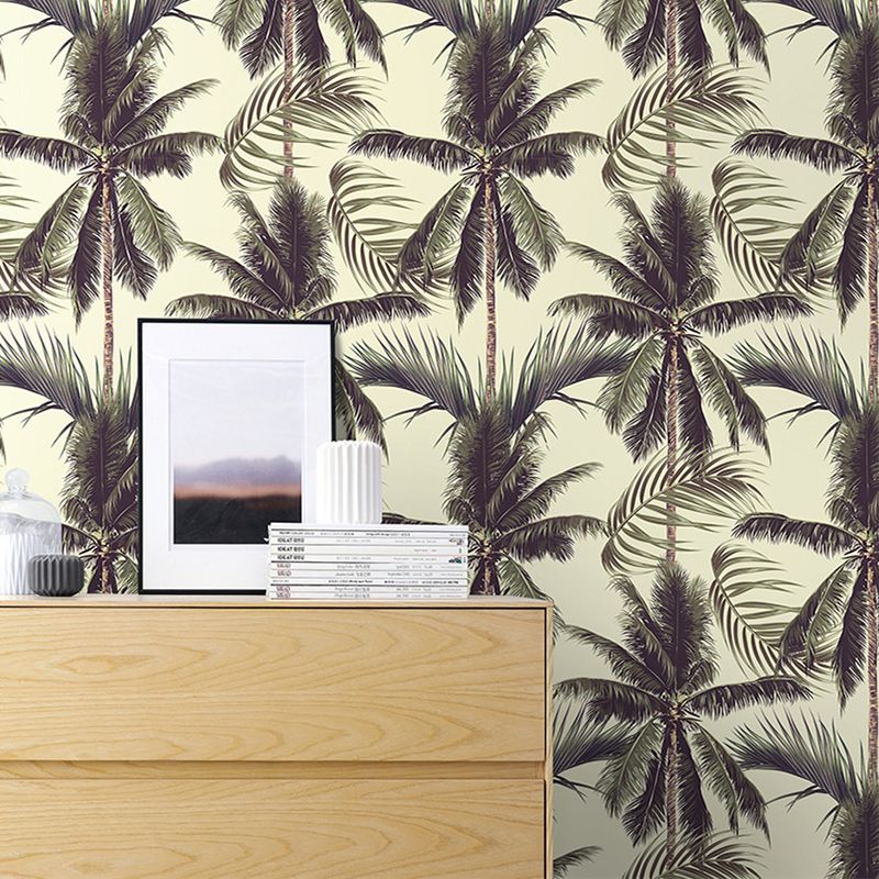 Coconut Tree Print Wallpaper Roll Green Tropical Wall Decor for Living Room, Peel and Paste