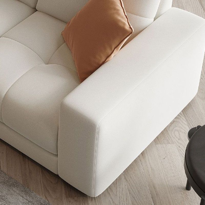 29.52" Tall Square Arm Sofa with Pillows Modern White Tufted Sofa