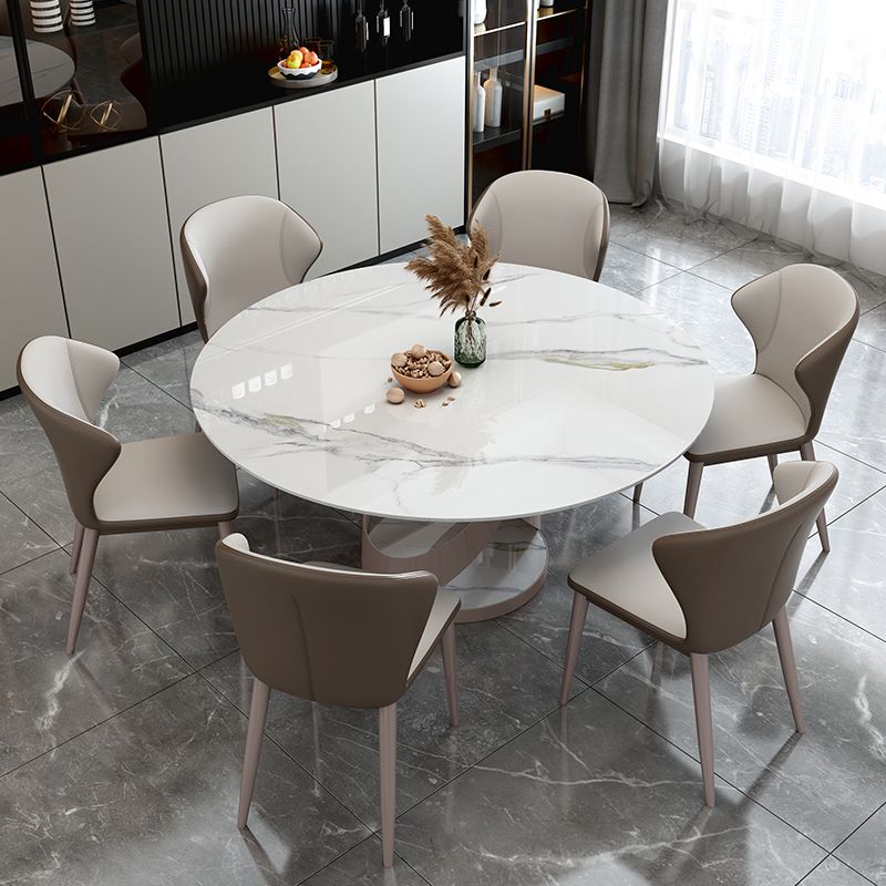 Glam Sintered Steen Witte tafel Ronde vorm Standaard eettafel voor keuken