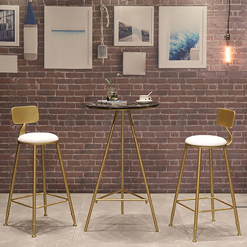 Glam Style Gold Iron Bar Table Round Top Marble Indoor Bistro Table - 23.6"W x 41.3"H