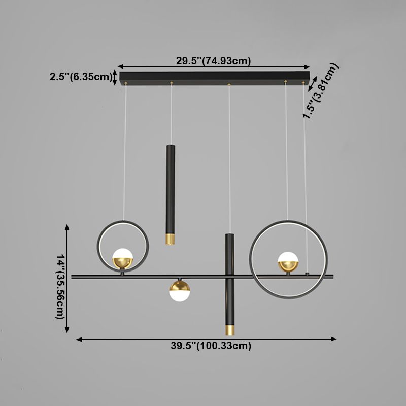 Geometric Island Lights Contemporary Metal Island Chandelier Lamp in Black