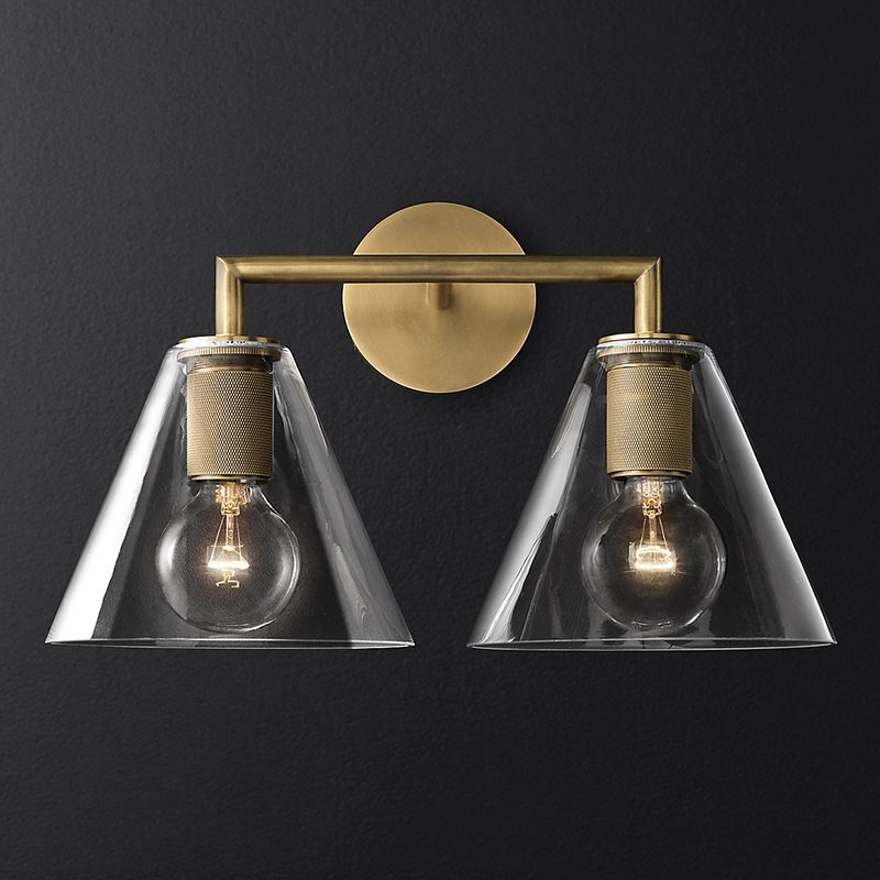 1 Light Wall Light Industrial Style Cone Shade Glass Wall Light Sconce