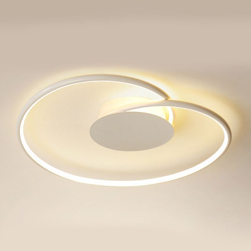 Metal Geometric Flush Light Simple 1 Light Flush Lighting in White