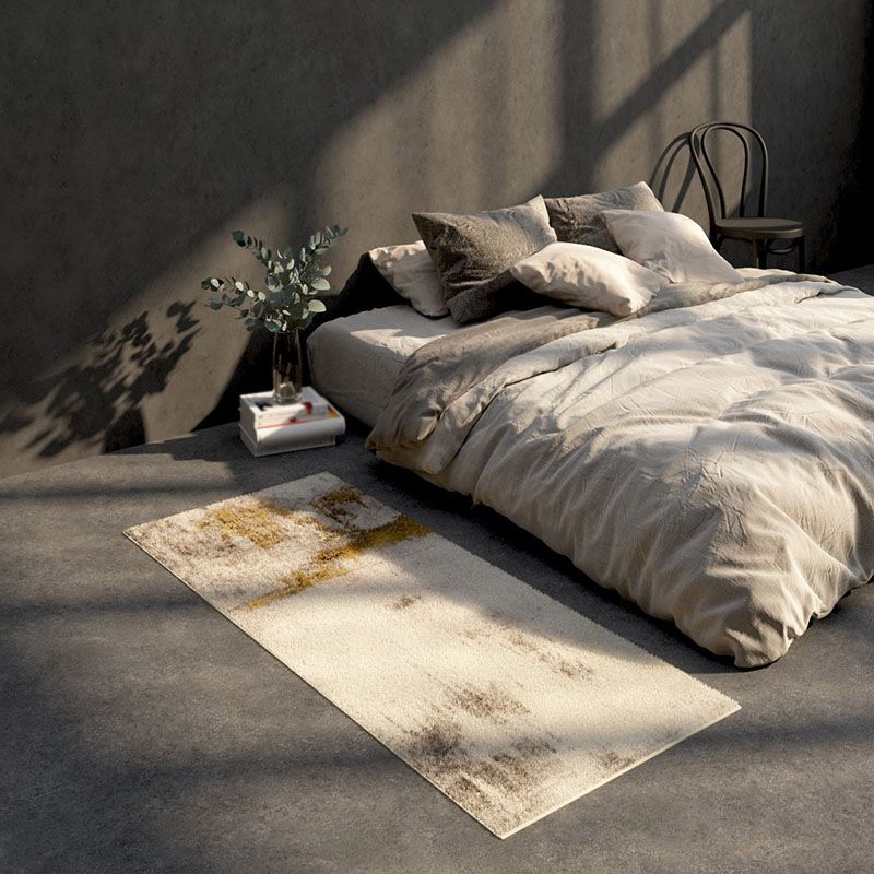 Beige Modern Carpet Polyester Color Block Carpet Washable Carpet for Living Room