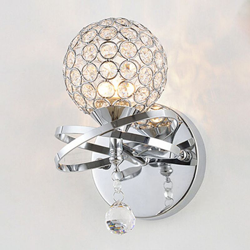 1 Light Ball Wall Lighting Fixtures Modern Style Crystal Wall Mounted Lamps