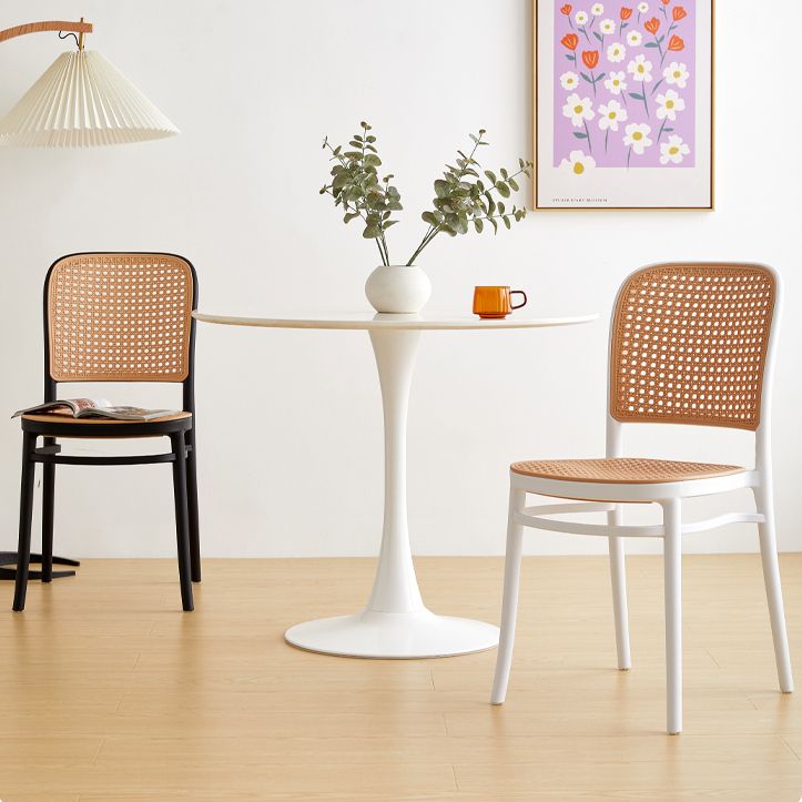 Chaises de salle à manger sans bras modernes, chaise latérale à dossier ouvert en plastique pour café-bar
