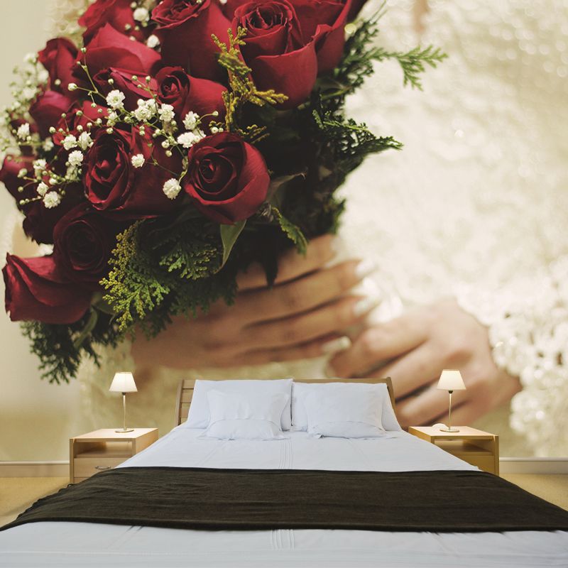 Customized Holding Flowers Mural Decal Eco-friendly Wallpaper for Living Room Wall Art