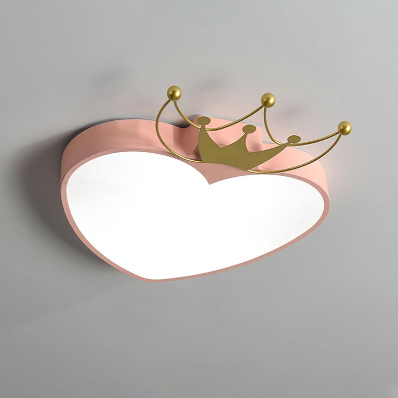 Lámpara de techo de manzana rosa / blanca lámpara de techo de acrílico LED para niños, con decoración de corona