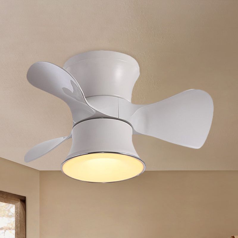 23,5 "W in metallo svasato a filo ventola a soffitto a LED bianco/caffè minimalista con 3 lame