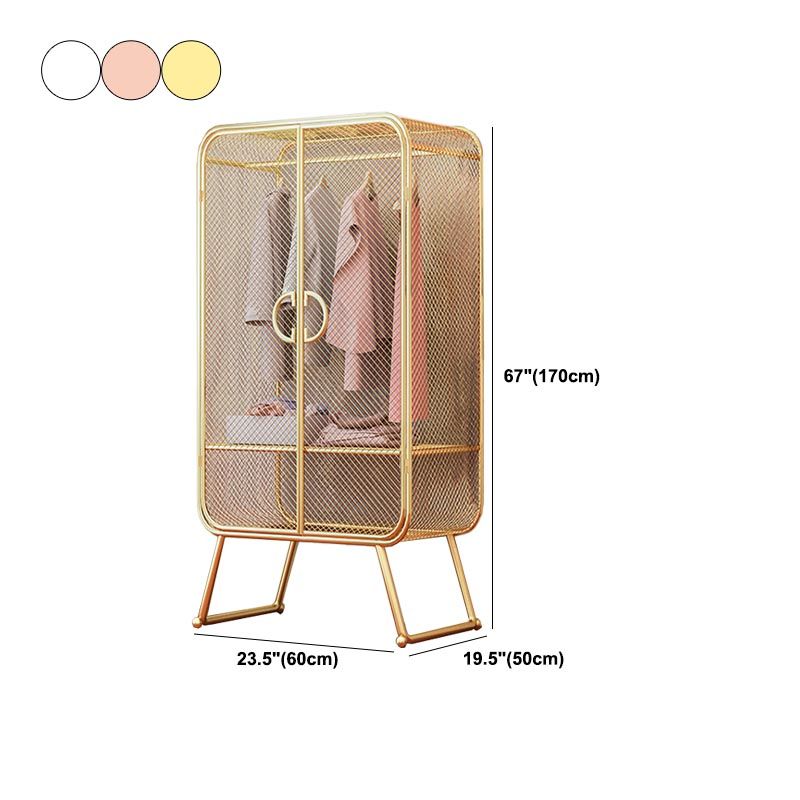Metal Wardrobe Cabinet Contemporary Hinged Wardrobe Armoire for Home