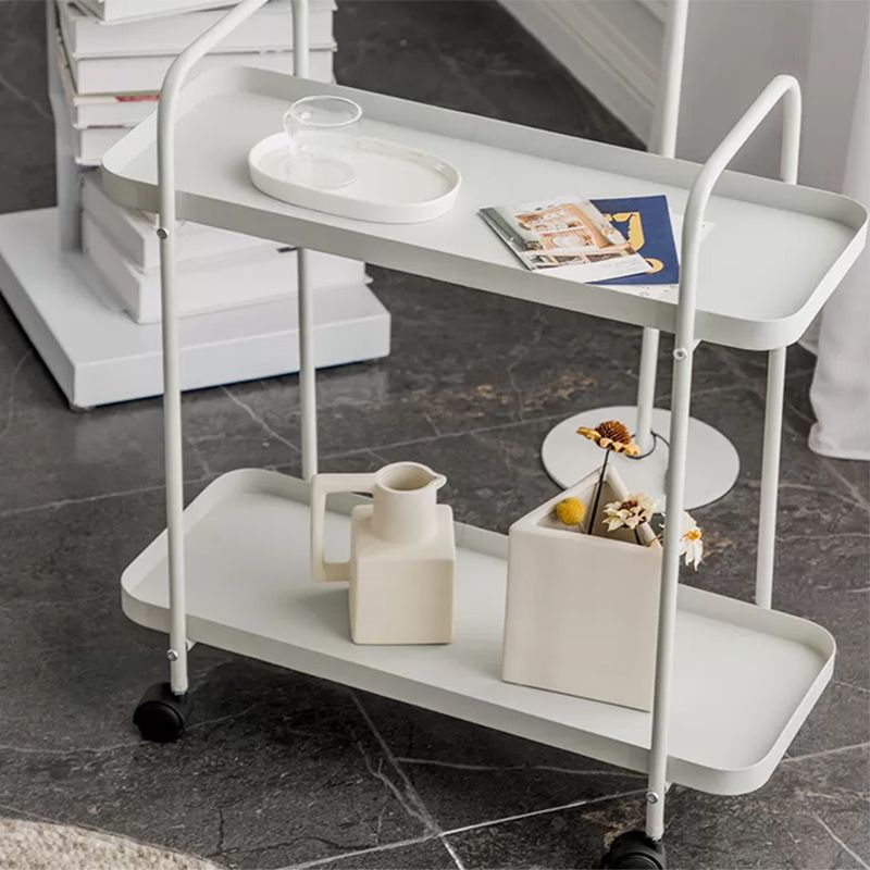 Mid-Century Side Table with Metal Shelves Geometric Tray Top Corner Table
