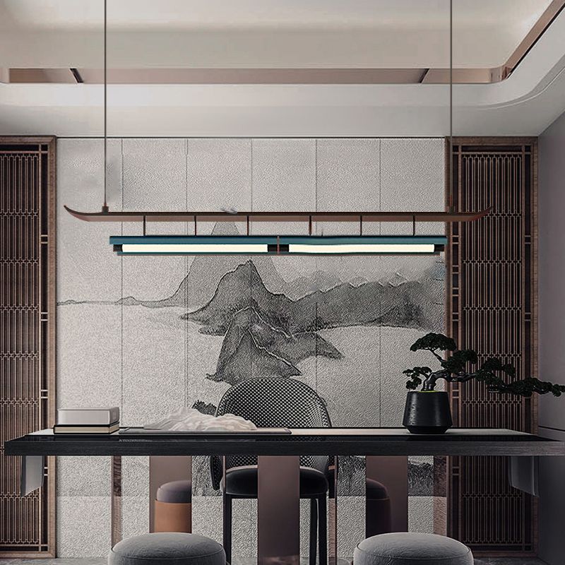 Holz linearer Deckenheize chinesische moderne Inselbeleuchtung für Bar