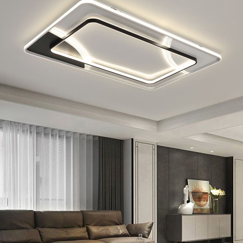 Plafonnier LED minimaliste plafonnier géométrique noir et blanc avec abat-jour en acrylique