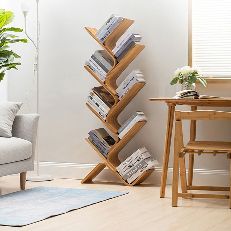 Urban Bamboo Shelf Bookcase Open Storage Vertical Bookshelf for Living Room