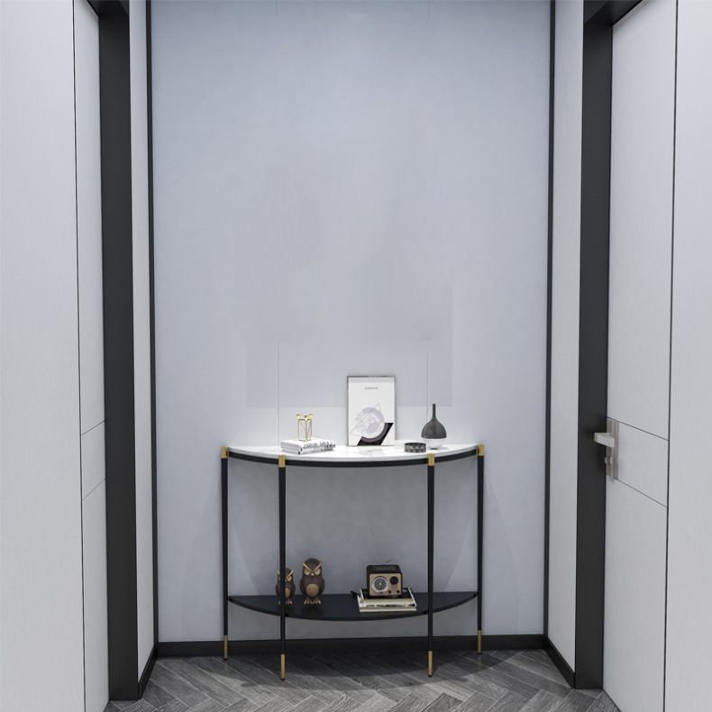 Contemporary Console Accent Table Antique Finish Half Moon Sofa Console Table