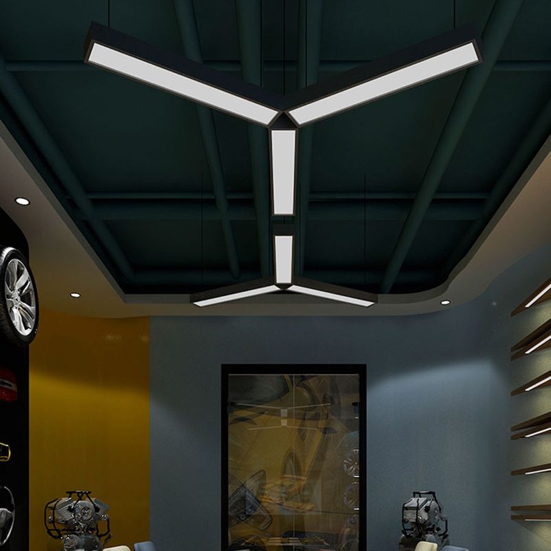 Lampes suspendues modernes linéaires, luminaires d'éclairage pendentif à LED noir pour le bureau