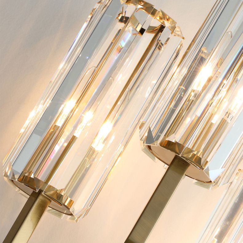 Gold Geometric Wall Sconce in Modern Luxury Style Warhing Fir Wall Lampe With Crystal Shade