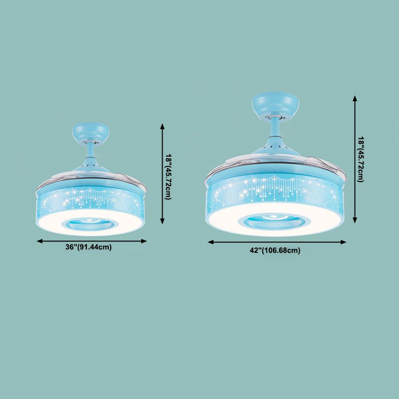 Creatieve cartoon sterrenhemel plafondventilator licht acryl kids slaapkamer semi -flush mount licht