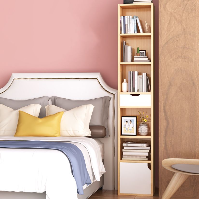 Contemporary Wood Bookcase, Geometric Bookshelf for Living Room