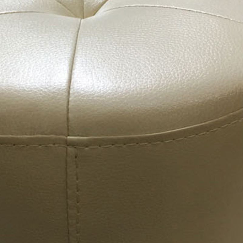 Modern PU Leather Pouf Chair Plain Cylinder Shape Tufted Mildew Resistant Ottoman Stool