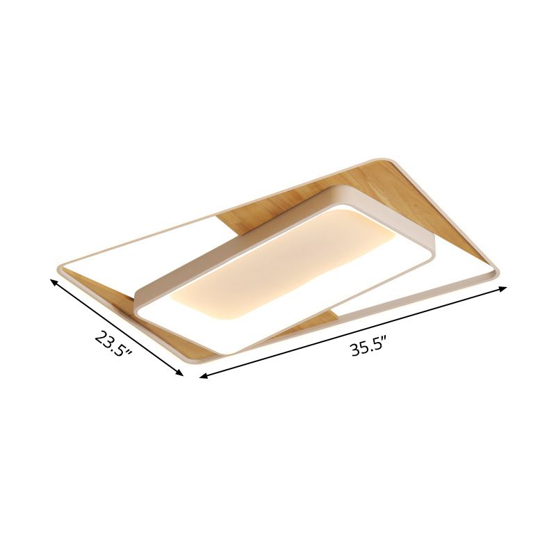 2 Tiers Splicing Acrylic Flush Light Nordic Style Wood-White LED Ceiling Mount Lamp in Warm/White Light