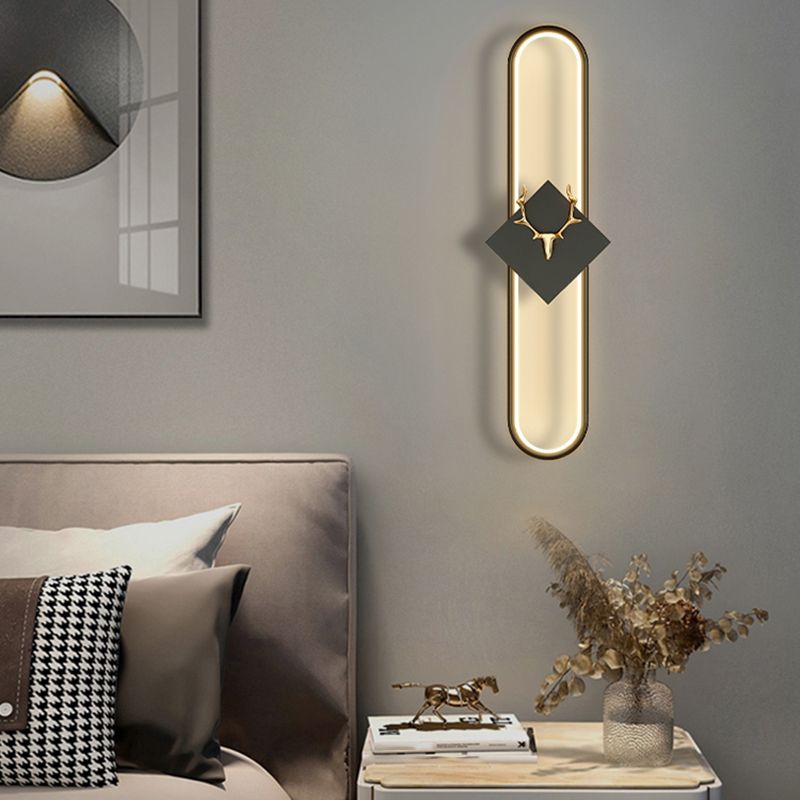 Oval Shape Metal Wall Light Modern Style 1 Light Wall Lighting Idea