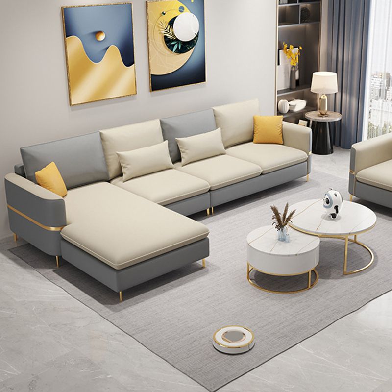 35.4"H Modern Square Arm Faux Leather Sofa& Chaise for Living Room
