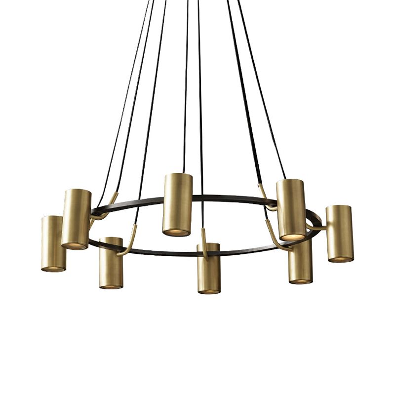 Circle Living Room Spotlight Chandelier Metal 8-Head Contemporary Hanging Pendant Light in Gold