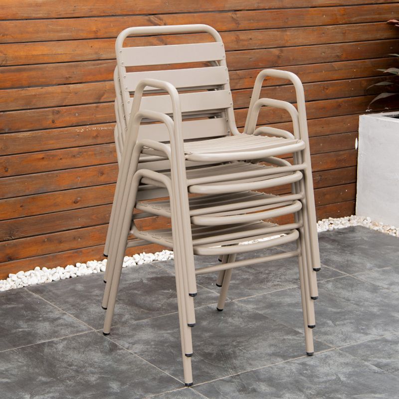 Grey Metal Dining Side Chair Stacking Outdoors Dining Chairs